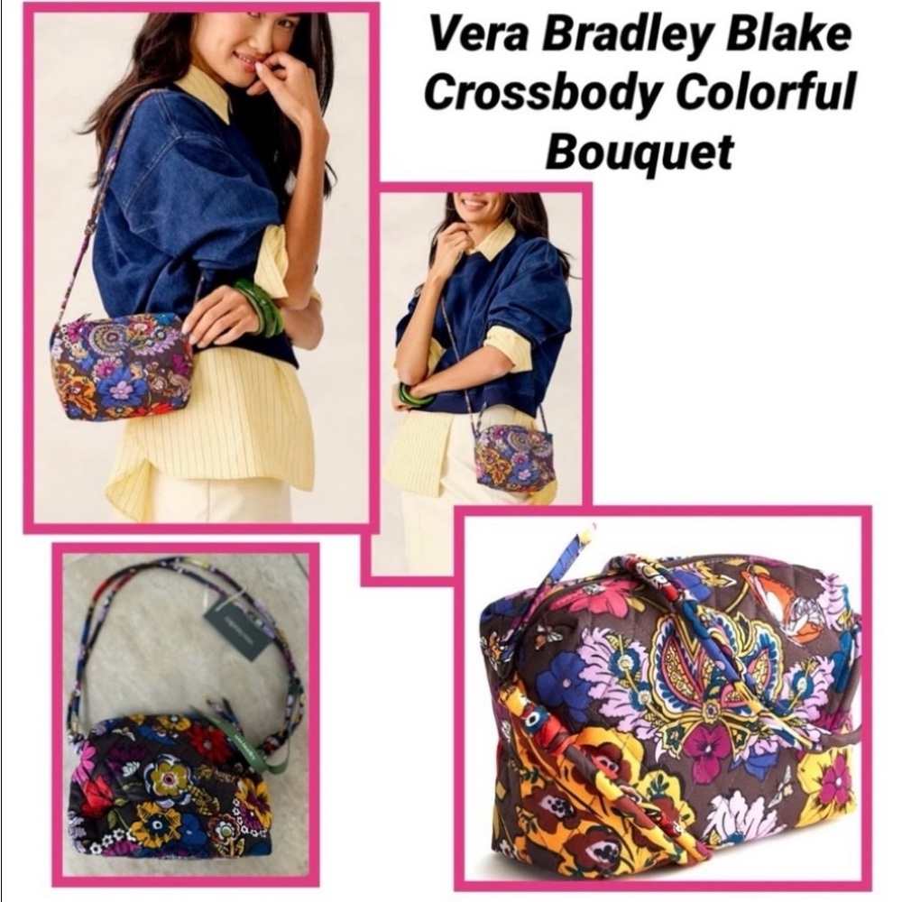 Vera Bradley Blake Crossbody Colorful Bouquet in Cotton Gabardine